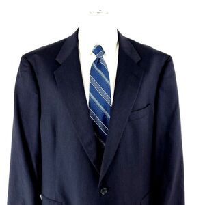 Hart Schaffner Marx Wool‎ 2 Button Blazer 46L Blue Suit Jacket Tagged 48R